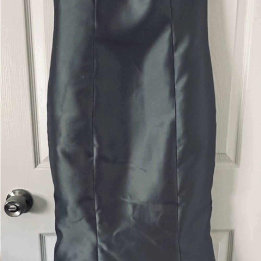 Terani Couture Gray Satin Dress